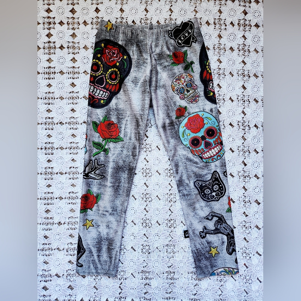 Terez skull & roses leggings